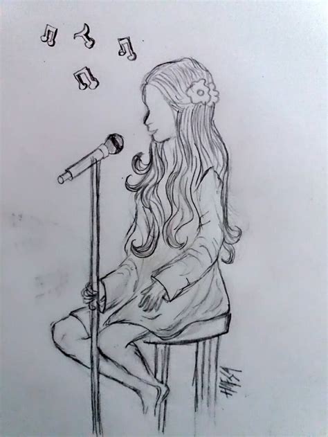 Girlsingingsong Pencil Sketch By Me Singing Drawing Pencil Drawings Of Girls Easy Drawings