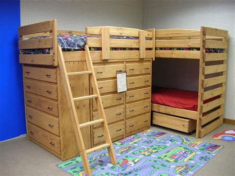 L16 Triple Lindy Bunk Bed Frontier Style Bunk Beds With Stairs
