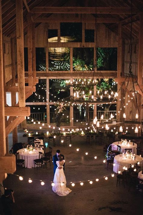 Cozy And Romantic Wedding Decor With Hanging Lights Barn Wedding