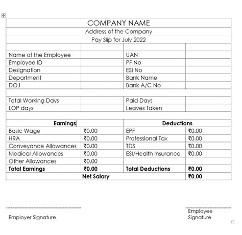 Simple Salary Slip Format In Excel Sexiz Pix