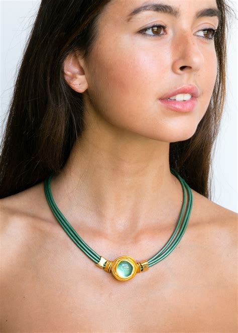 Turquoise Wrap Necklace Statement Necklace Leather Choker Etsy