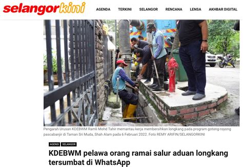 Selangor Kini Kdebwm Pelawa Orang Ramai Salur Aduan Longkang Tersumbat Di Whatsapp Inisiatif