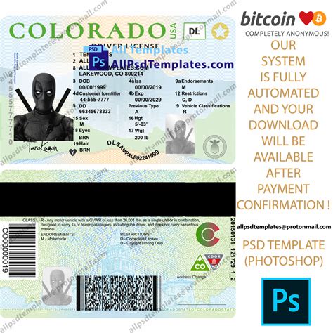 Colorado Driver License Template - ALL PSD TEMPLATES