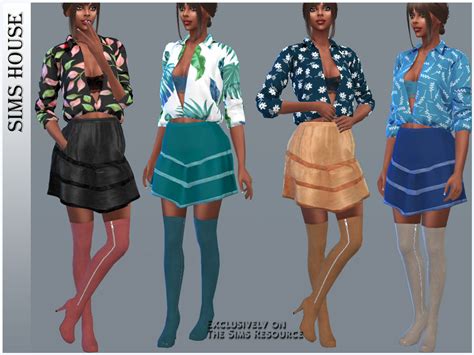 The Sims Resource Unbuttoned Printed Blouse