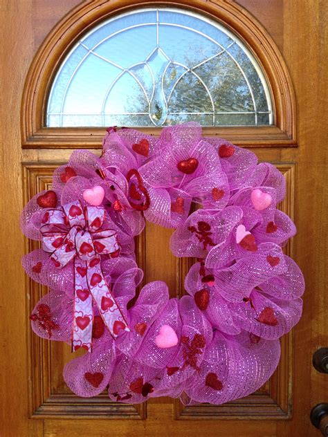 Valentine Mesh Wreath Made With 16in Wire Frame 12in Mesh Dollar Tree