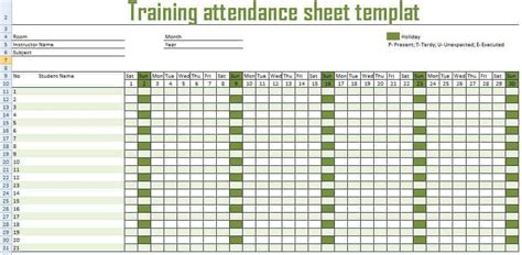 9 Monthly Attendance Sheet Templates Excel Templates