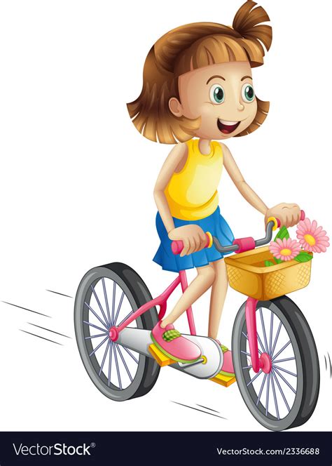 A Happy Girl Riding Bike Royalty Free Vector Image