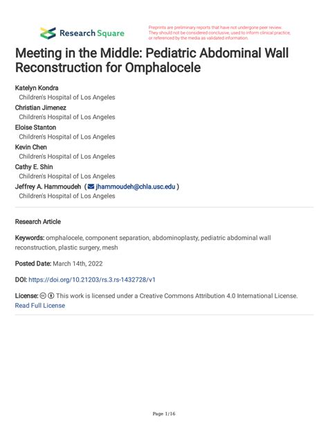 Pdf Meeting In The Middle Pediatric Abdominal Wall Reconstruction
