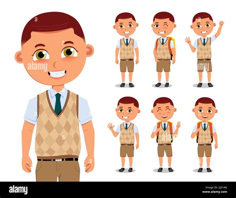 Boy School Uniform Cute Stock Vector Images Alamy