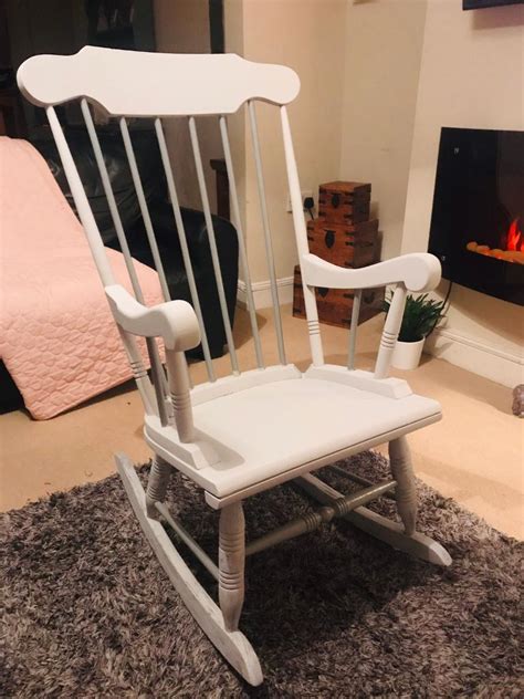 Restored Upcycled Shabby Chic Rocking Chair In Blackwood