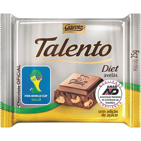 Barra De Chocolate Talento Diet Garoto 25g Avelã Casa And Vídeo