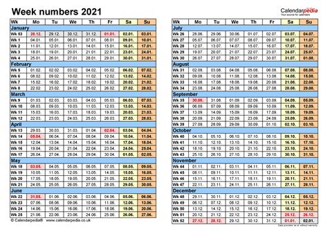Week Numbers 2021 With Excel Word And Pdf Templates With Weekly