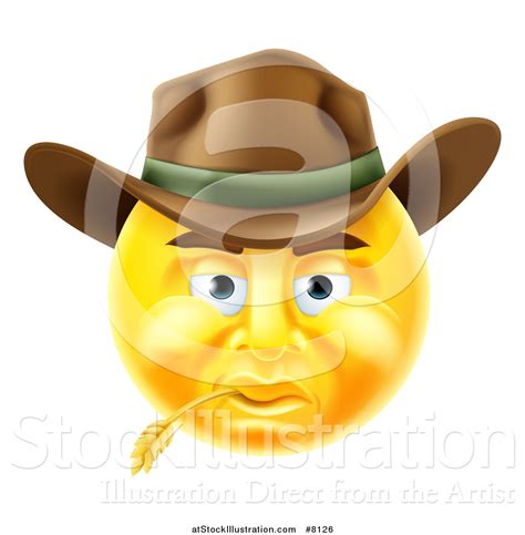 Vector Illustration Of A 3d Yellow Male Cowboy Smiley Emoji Emoticon