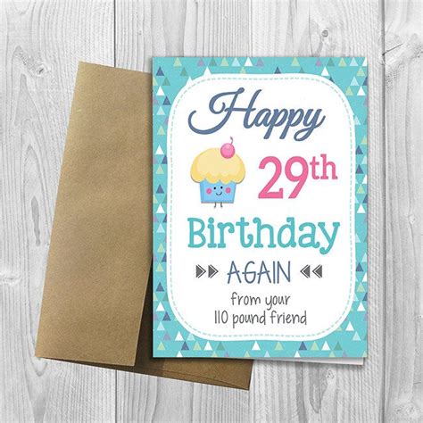 Printed Happy 29th Birthday Again From Your Friend Funny Etsy Happy