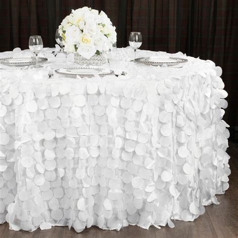 Petal Circle Taffeta 132 Round Tablecloth White Cv Linens