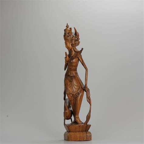 Mid 20th Century Art Deco Balinese Indonesia Wood Carved Women Lady Statue Bali At 1stdibs