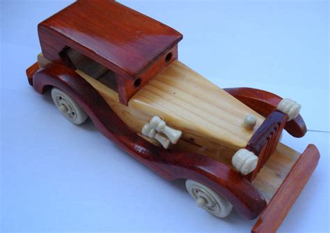 Vintage Handmade Wooden Toy Car Two Toned Unique Car