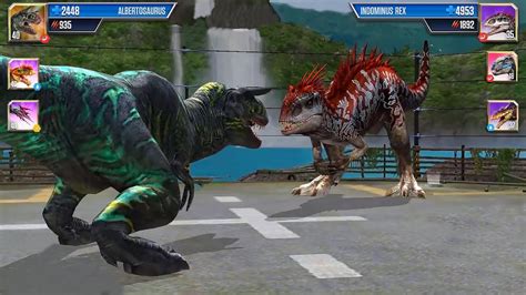 The New Dinosaur Albertosaurus Max Level 40 Vs Indominus Rex Battle Jurassic World The Game