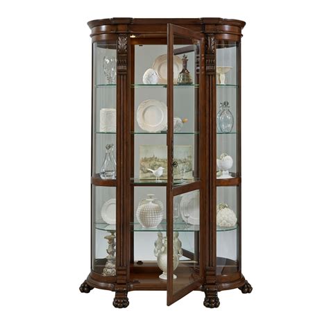There are 128 curved glass cabinet for sale on etsy, and they cost $717.98 on average. Pulaski Foxcroft Curved End Curio Cabinet - 102003