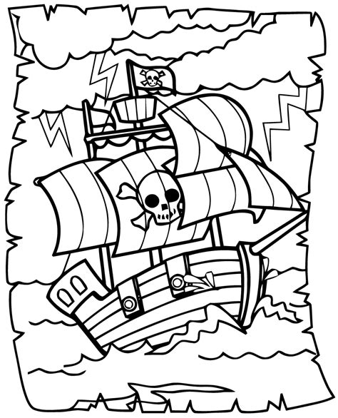 Pirate Big Boat Pirates Coloring Pages For Kids To Print And Color