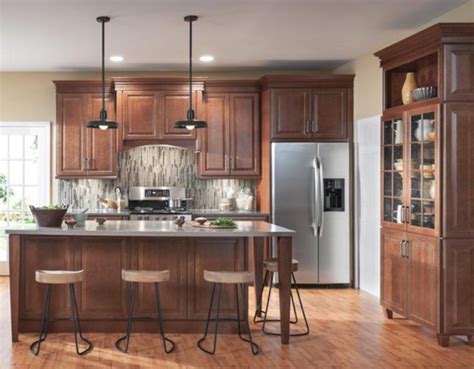 The shaker door style is a time tested classic whose appeal never goes out of style. rustic craftsman kitchen photos | American Woodmark ...