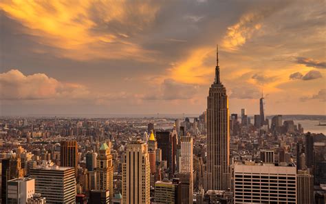 Sunset Over The Manhattan New York Wallpaper Download 5120x3200