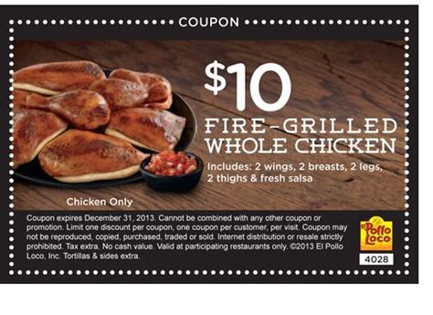 Find the latest whole foods coupons, promotions, discount promo codes here on finest natural and organic foods available, groceries, and more! El Pollo Loco: $10 off Whole Chicken Printable Coupon ...