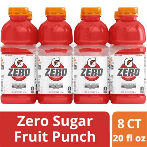 Gatorade Zero Sugar Thirst Quencher Fruit Punch Electrolyte Enhanced Sports Drink Bottles