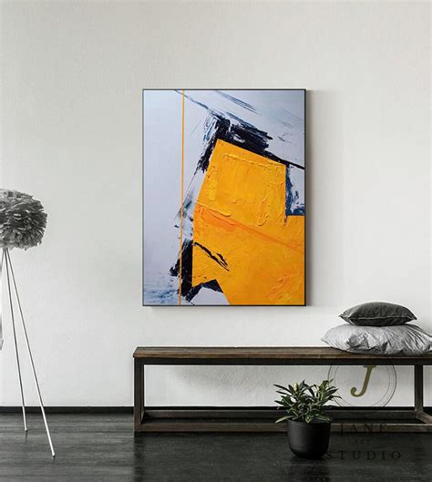Large Original Abstract Painting On Canvasyellow Oil Etsy