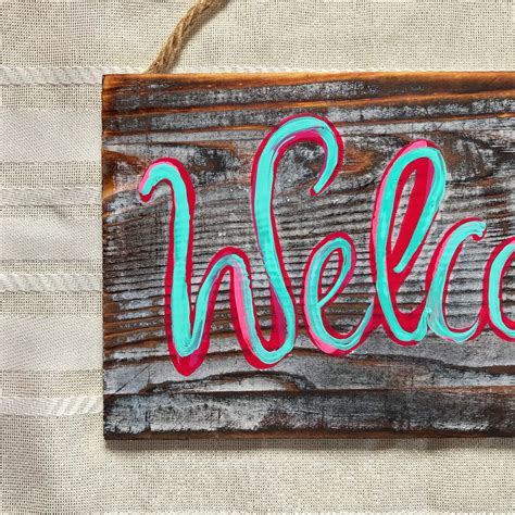 Hand Painted Welcome Greeting Sign, 5.5x12