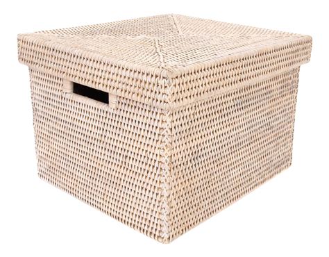 Artifacts Rattan Letter File Storage Box With Lid In White Wash Chairish
