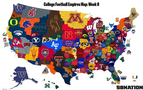 View the 2020 fbs college football stats leaders in passing, rushing, receiving, kickoff returns, punt returns, punting, kicking and defense. 2018 College Football Empires Map, Week 1 - SBNation.com