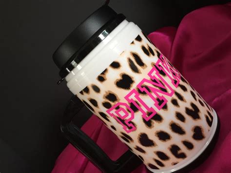 Nw Victoria S Secret Pink Tumbler Chug Mug Travel Cup Tropical Leopard Aztec Ebay