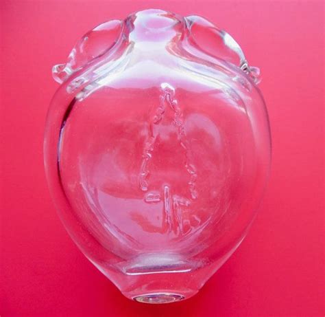 Blown Signed Glass Clear Bottle Vase Applied Handles Embossed Etsy Bottle Vase Glass