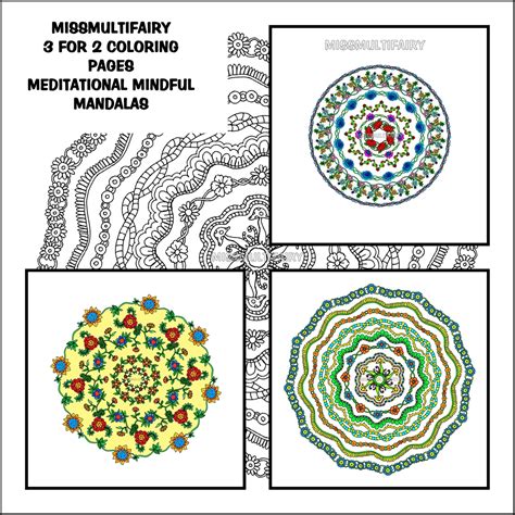 Buy 2 Get 1 Free Coloring Pages Mindful Mandala Art Original