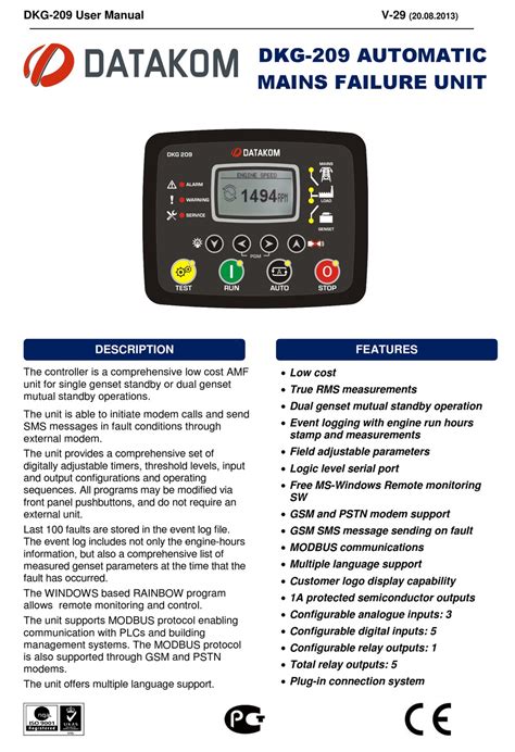 Datakom Dkg User Manual Pdf Download Manualslib