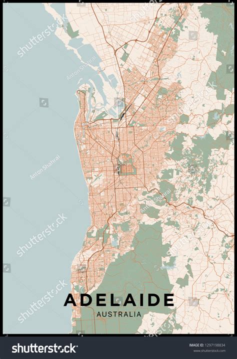 Adelaide Australia City Map Poster Map Stock Vector Royalty Free