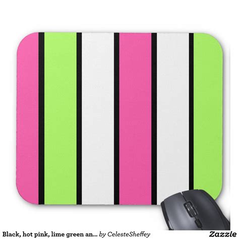 black hot pink lime green and white stripes mouse pad zazzle white stripe hot pink black