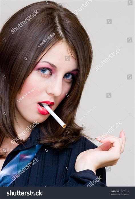 Closeup Portrait Sexy Woman Smoking Stock Photo 17600113 Shutterstock