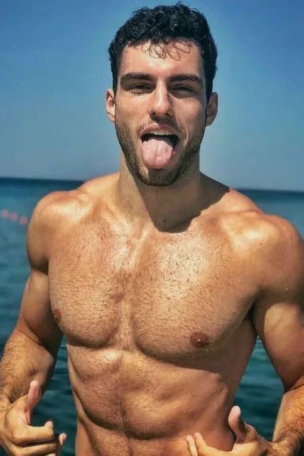 Shirtless Male Beefcake Hairy Chest Beach Hunk Tongue Out Beard Photo 4x6 G1323 449 Picclick