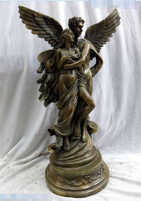 China Brass Copper Sculpture Carved Fine Angell Angelhood And Belle Statue Sculpture Carved