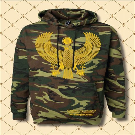 mens and women gold foil heru custom woodland camo hoodie — pharaonic brand