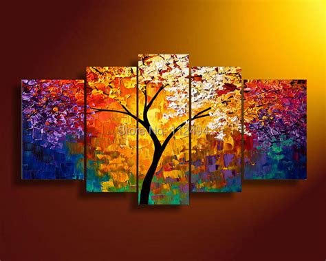 Framed Art 100 Handpainted Modern Colorful Tree Knife Oil Painting On