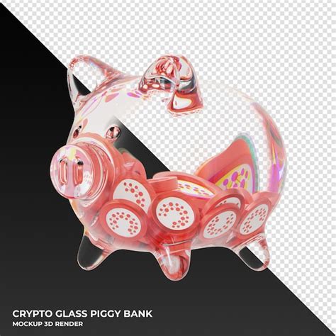Premium Psd Casper Cspr Glass Piggy Bank With Crypto Coins 3d
