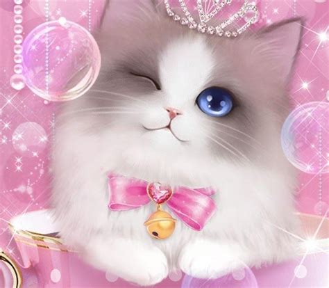 Pink Wallpaper Gambar Kucing Comel Kartun Cute Cat Background