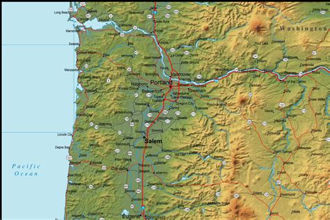 Map Of Oregon And The Surrounding Region