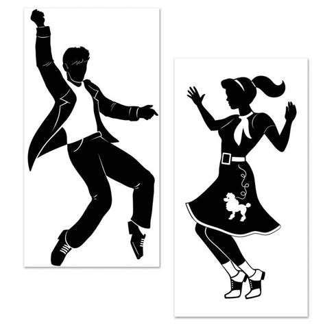 Décor Silhouette Danseurs Rock Nroll Grease Party 50s Rock And Roll