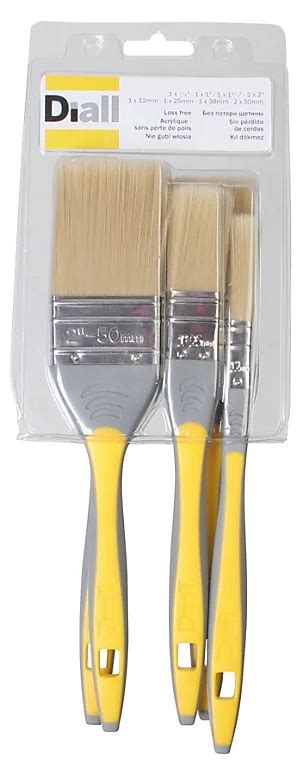 Diall Loss Free Soft Tipped Paint Brush W½ 1 1½ 2 Set Of 5