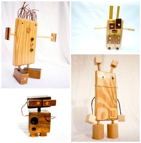 Wooden Robots • Recyclart Cool Wood Projects Kids Wood Wood Projects