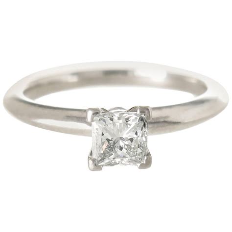 Tiffany And Co Platinum And Princess Cut Diamond Engagement Ring At